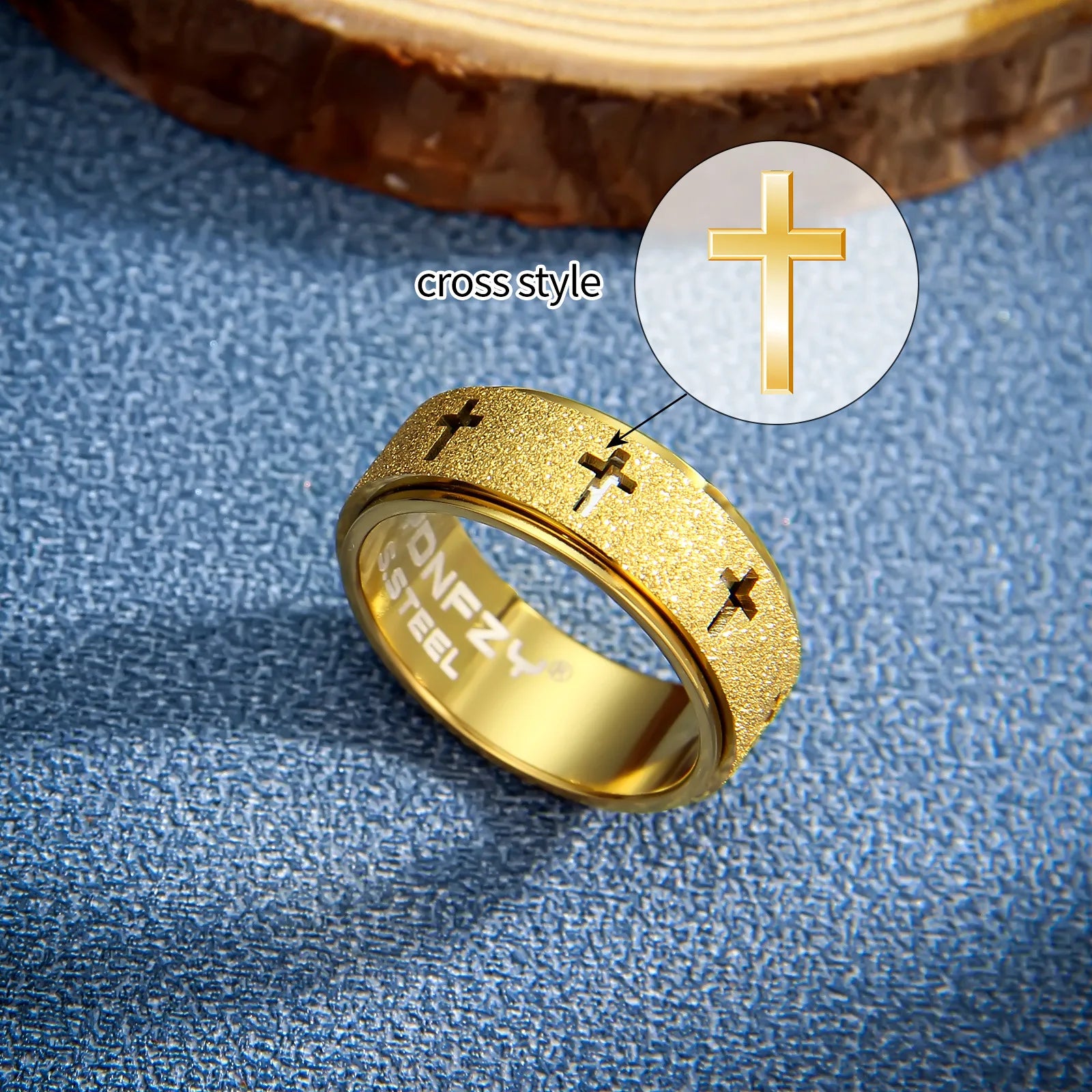 8毫米宽钛钢十字环旋转旋转器转移减压抗焦虑饰品