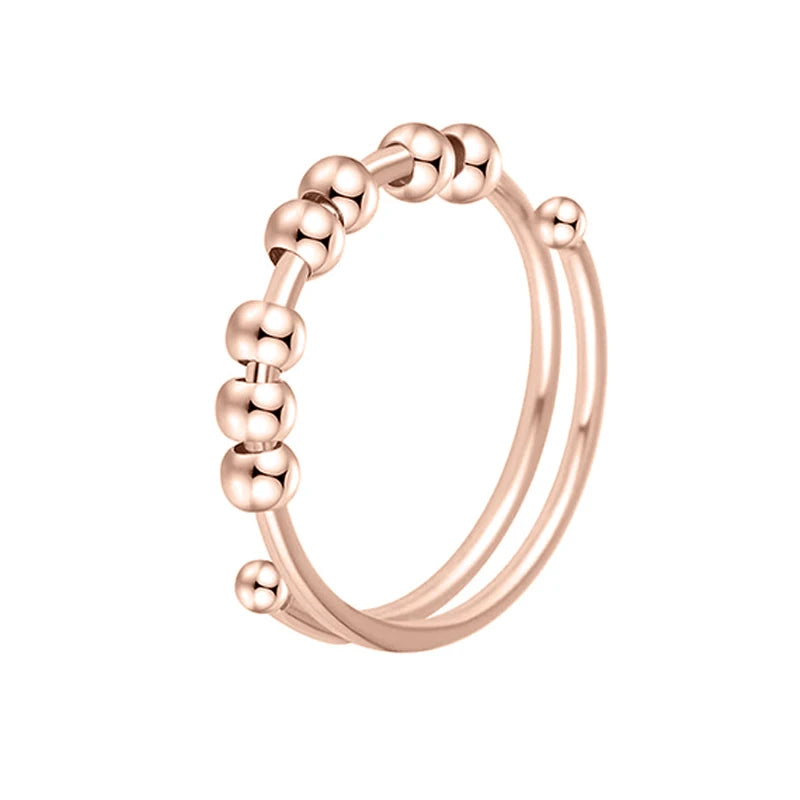 时尚不锈钢防焦虑环双层可旋转球减压应力坐立不安旋转环