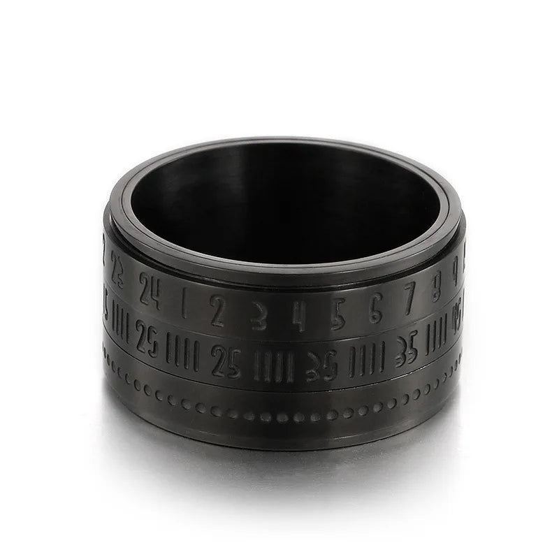 减压旋环钛钢饰品旋环阿拉伯数字日历时间密码形状人抗焦虑环