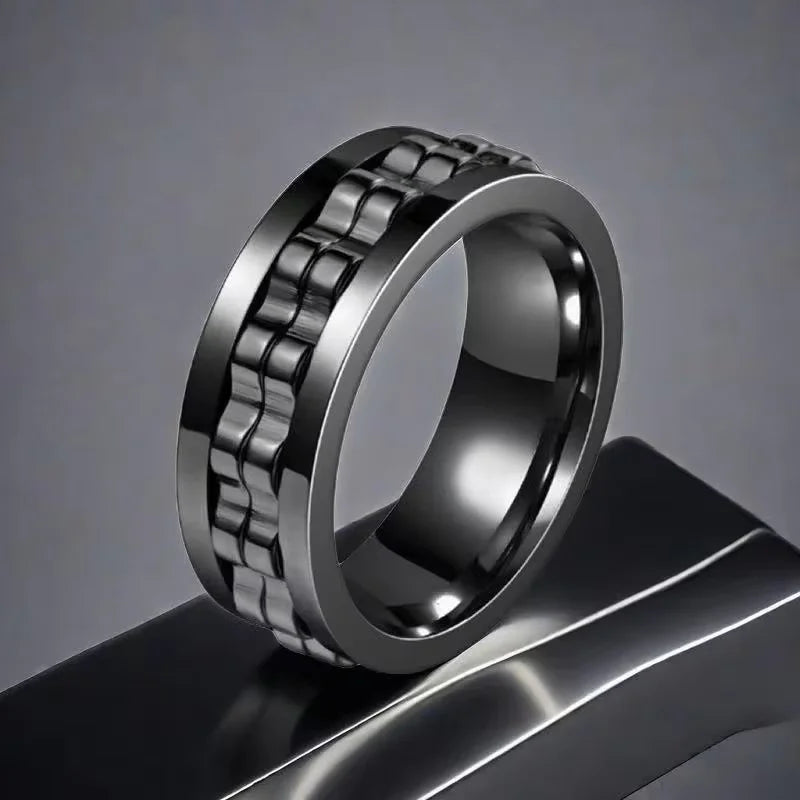 防焦虑齿轮旋转环时尚减压黑色钨旋转环男女舒适贴合