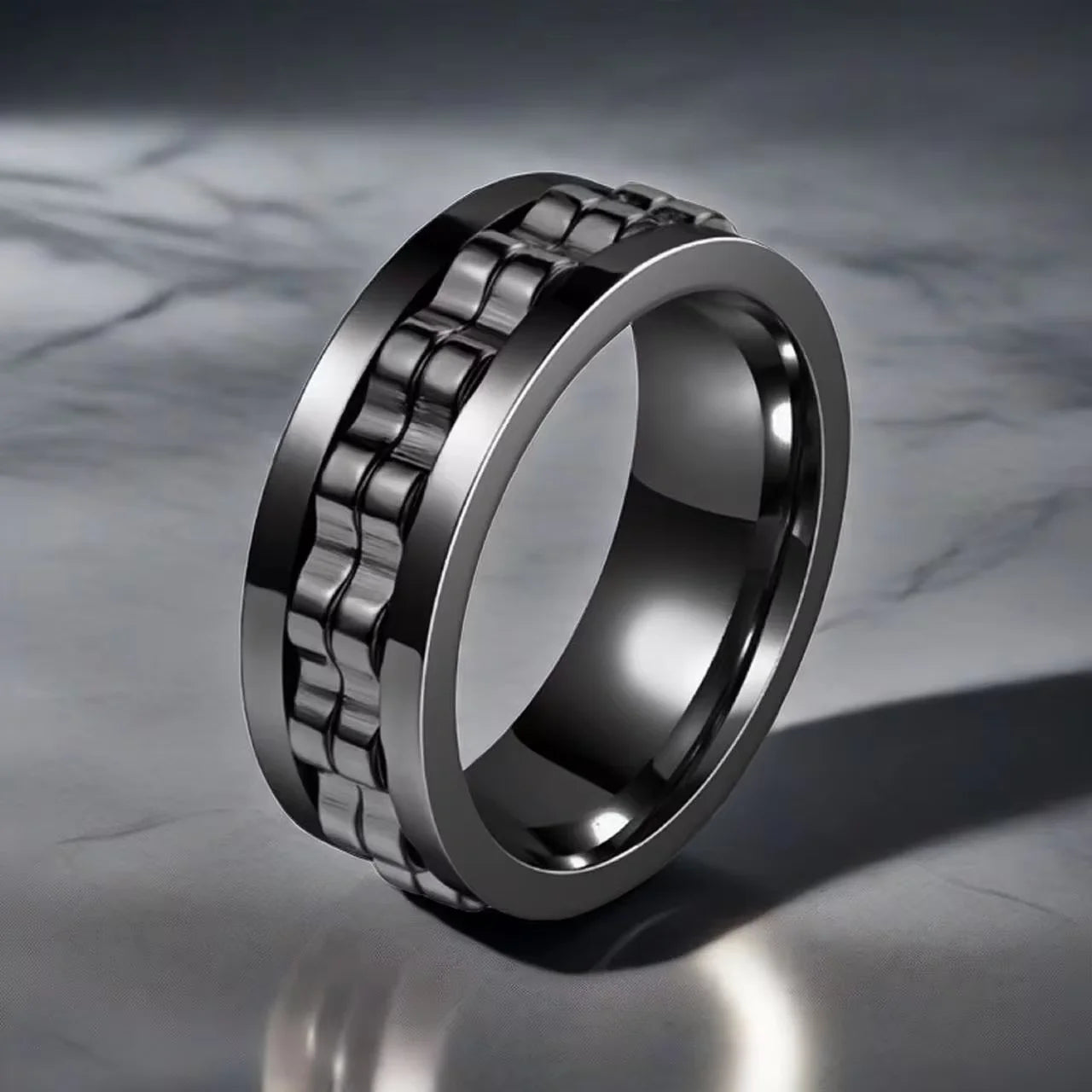 防焦虑齿轮旋转环时尚减压黑色钨旋转环男女舒适贴合