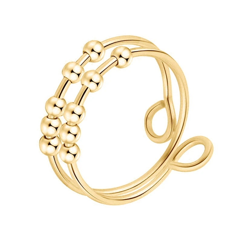 时尚不锈钢防焦虑环双层可旋转球减压应力坐立不安旋转环