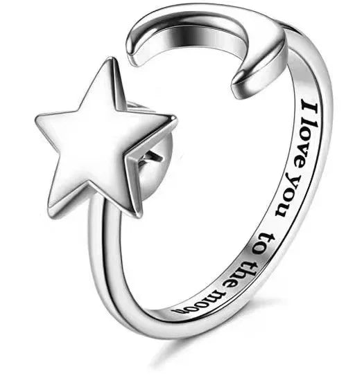 旋转环刻字可调节，缓解焦虑，张口减压锆石女式首饰