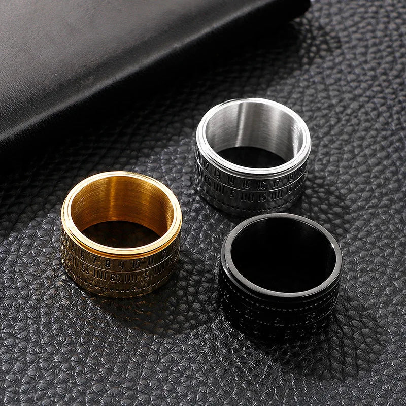 减压旋环钛钢饰品旋环阿拉伯数字日历时间密码形状人抗焦虑环