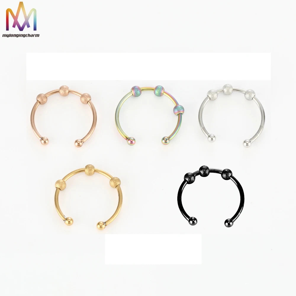 新款流行珠焦虑环减压开口可旋转环不锈钢防焦虑饰品