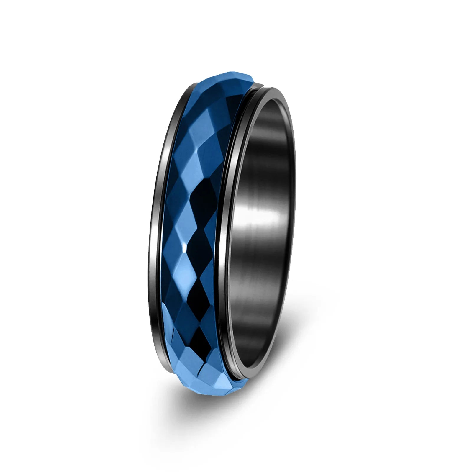 XF 欧美几何男女通用电镀不锈钢可旋转减压情侣戒指