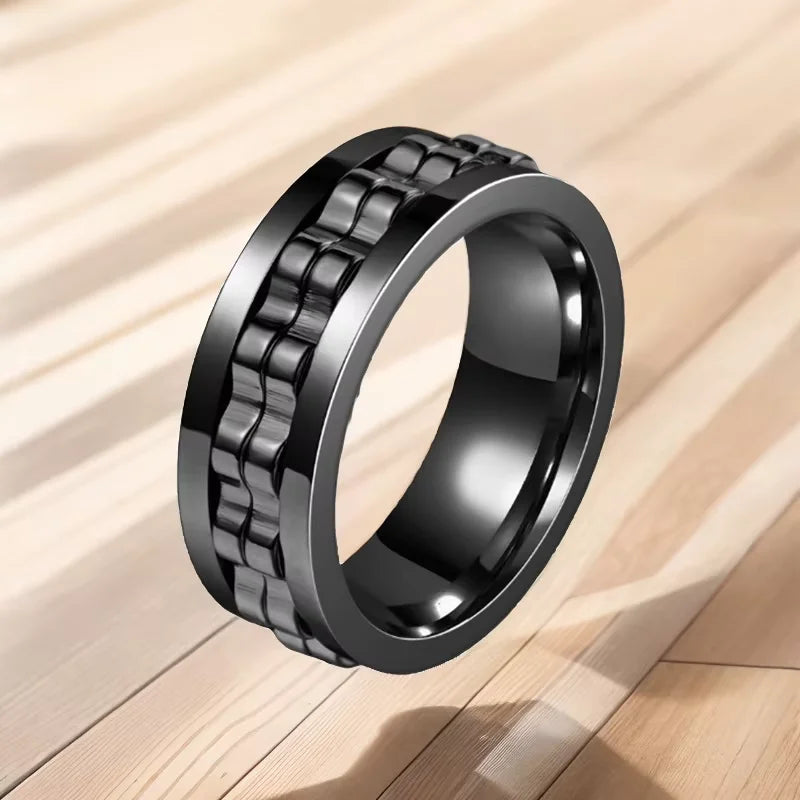 防焦虑齿轮旋转环时尚减压黑色钨旋转环男女舒适贴合