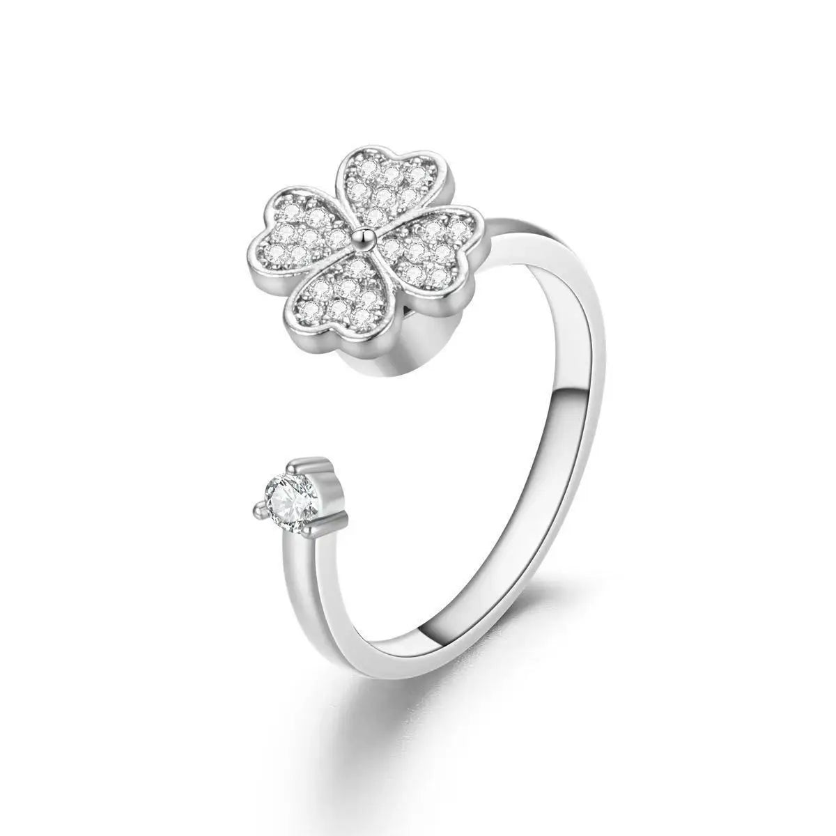 旋转环刻字可调节，缓解焦虑，张口减压锆石女式首饰