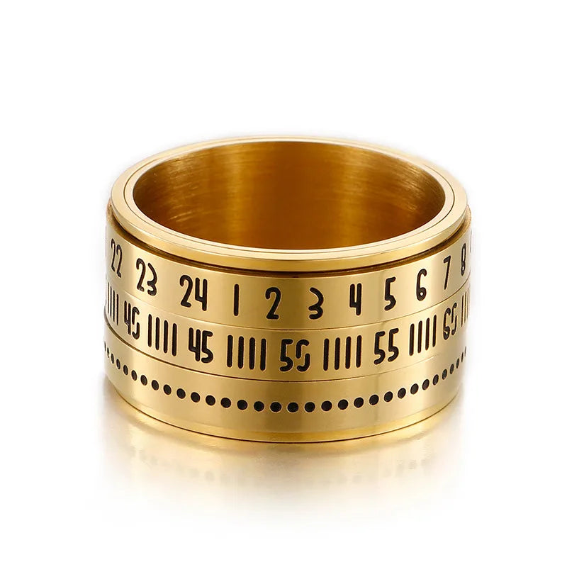减压旋环钛钢饰品旋环阿拉伯数字日历时间密码形状人抗焦虑环