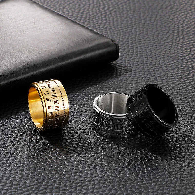 减压旋环钛钢饰品旋环阿拉伯数字日历时间密码形状人抗焦虑环