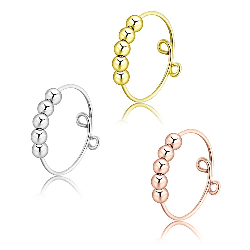 时尚不锈钢防焦虑环双层可旋转球减压应力坐立不安旋转环